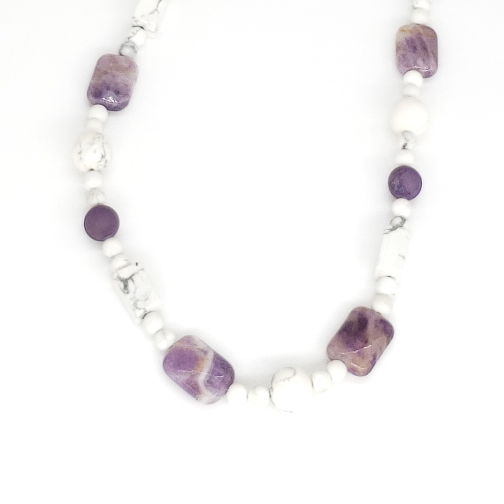 Amethyst & Howlite Beaded Boho Necklace - Picture 8 of 9